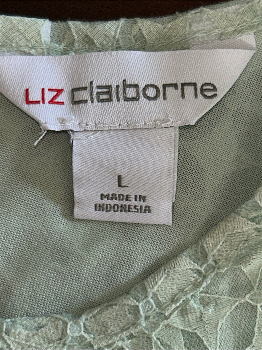 NWT! Liz Claiborne Sea Green Geometric Lace Patterned Overlay Tank Size Large - Picture 9 of 10